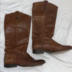 Brown Frye riding boots size 8.